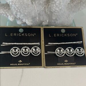 L. Erickson Silver Hair Clips. New $7.97 each as stated on back. New.